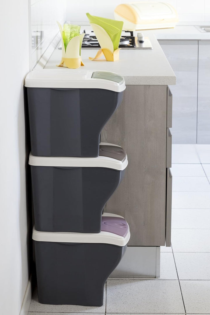 Bama Poker Tris Set Mülltonnen für die Mülltrennung, Sortiert, 28 x 40 x