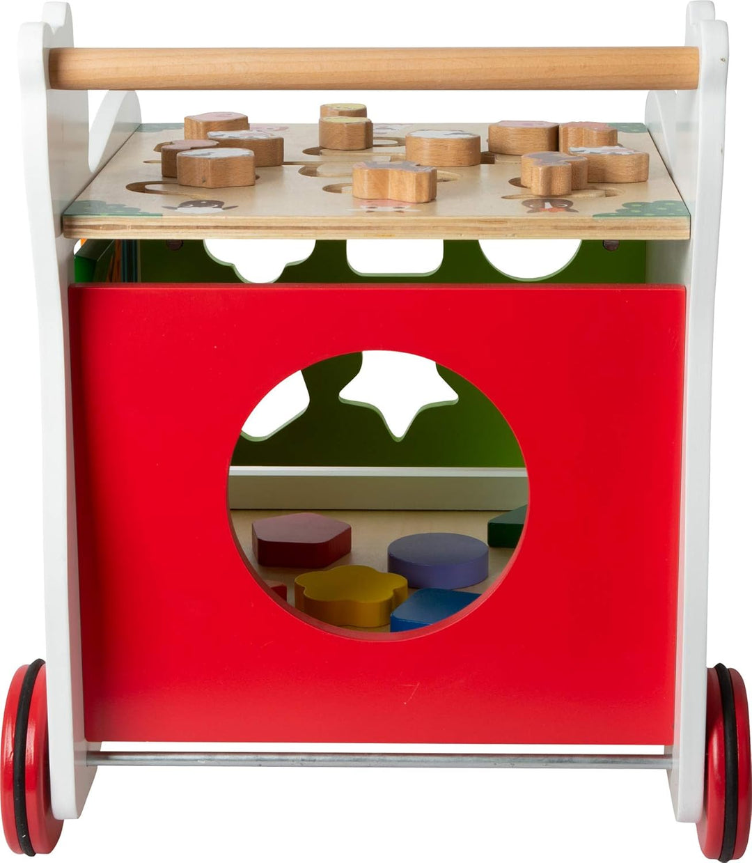 small foot 11841 Lauflernwagen Bär aus Holz, 4-seitiger Spielspass, ab 1 Jahr, mehrfarbig, Bär
