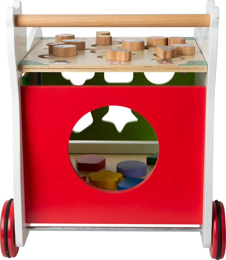 small foot 11841 Lauflernwagen Bär aus Holz, 4-seitiger Spielspass, ab 1 Jahr, mehrfarbig, Bär
