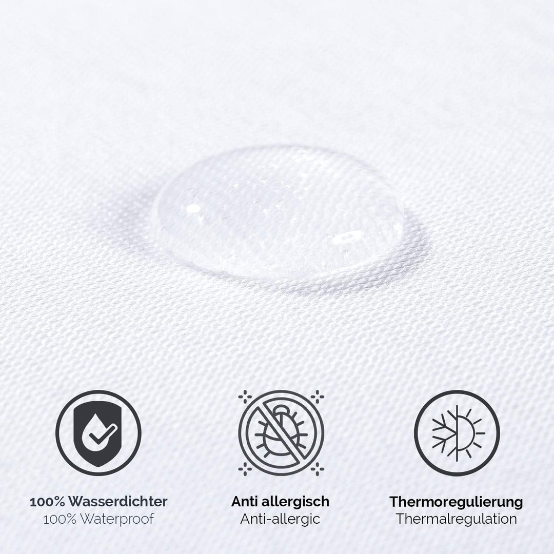 Alreya Wasserdichter Matratzenschoner Atmungsaktiv Schutz mit Rundumbezug 70 cm x 140 cm (2er Set) M
