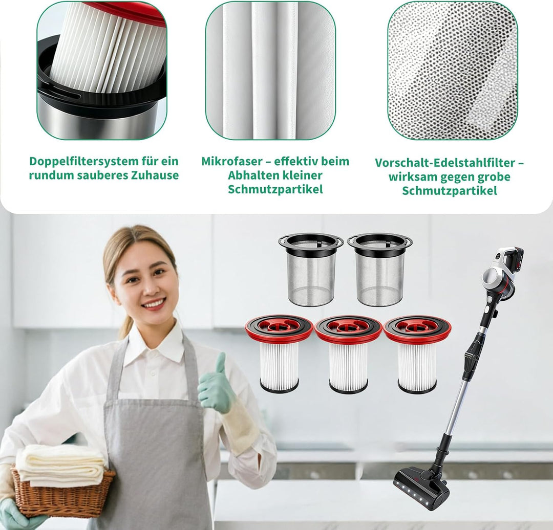5 Stück Ersatzfilter Filter für Bosch Unlimited Serie 7 Akku-Staubsauger, 12040193 BKS711XXL BBS711W
