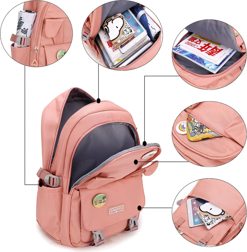 Rucksack Damen Schulrucksack Mädchen Teenager, Laptop-Rucksäcke 15,6 Zoll College Schultasche Anti-D