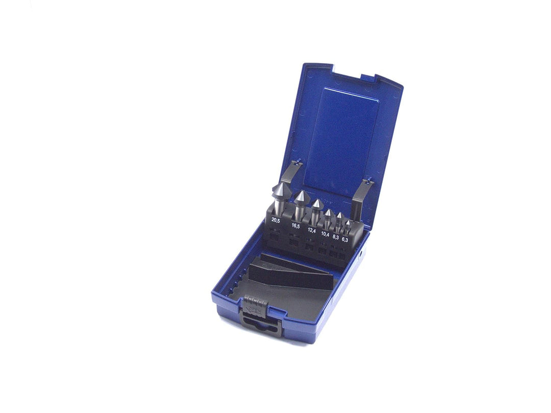 WSH-TOOLS VA-Kegelsenker Set 6-teilig HSS-E Co5 AlTiN-beschichtet 6,3 mm - 20,5mm 90° Winkel in Rose