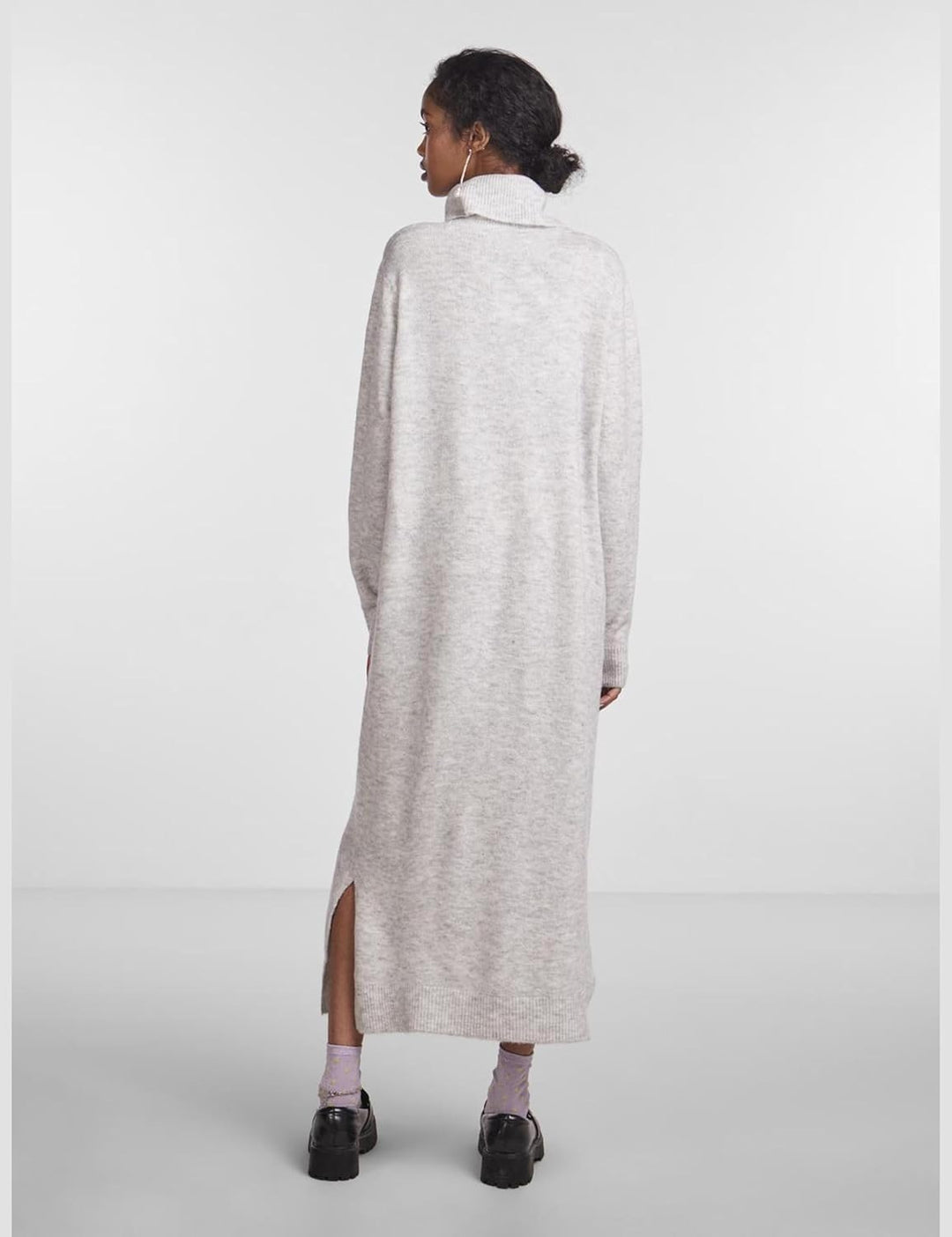 PIECES Damen Pcjuliana Ls Rollneck Knit Dress Noos Bc Kleid M Light Grey Melange, M Light Grey Melan