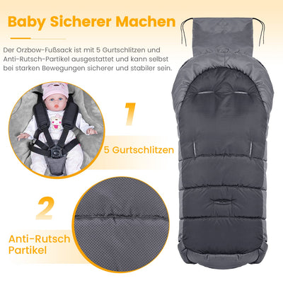 Orzbow Fusssack für Kinderwagen Buggy,Baby Fusssack Schlafsack,Babyfusssack für Babyschale,Winterfus