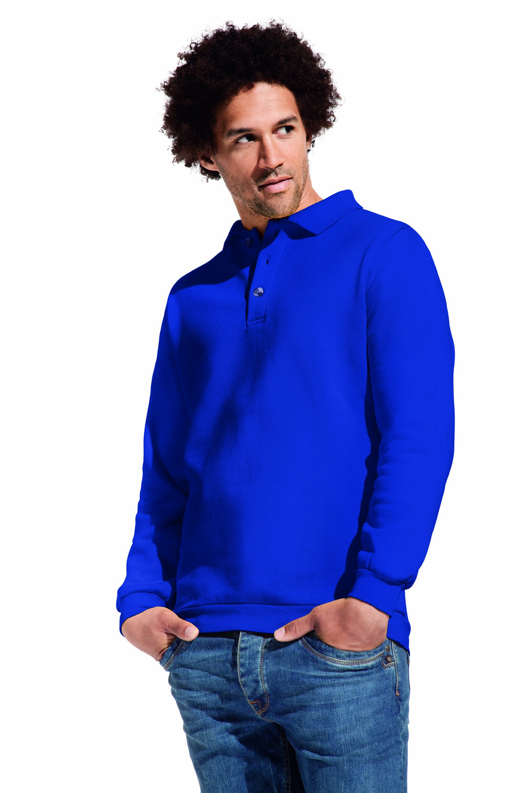 Polo-Sweatshirt Plus Size Herren, Schwarz, XXXL