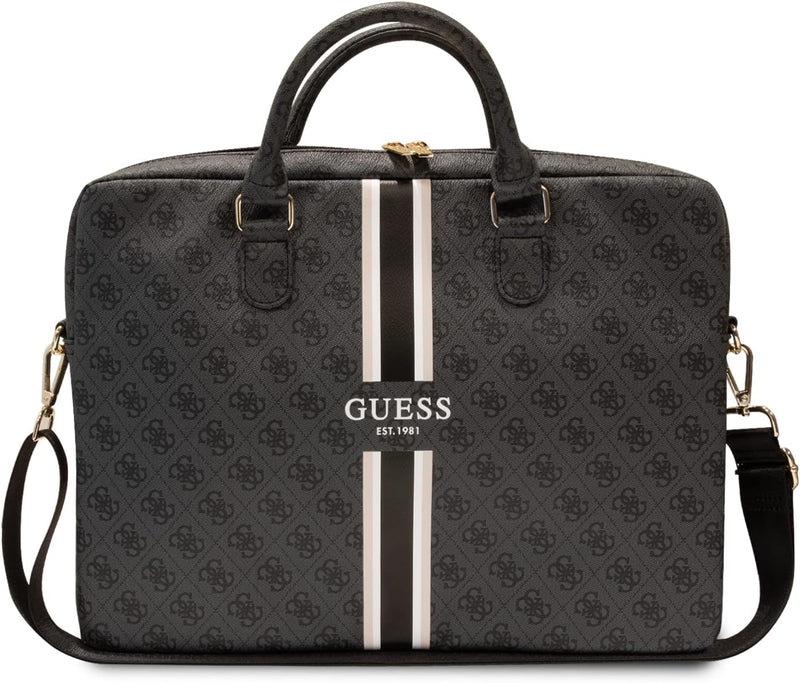 GUESS Unisex 4 g Bedruckte Streifen Tasche, Schwarz