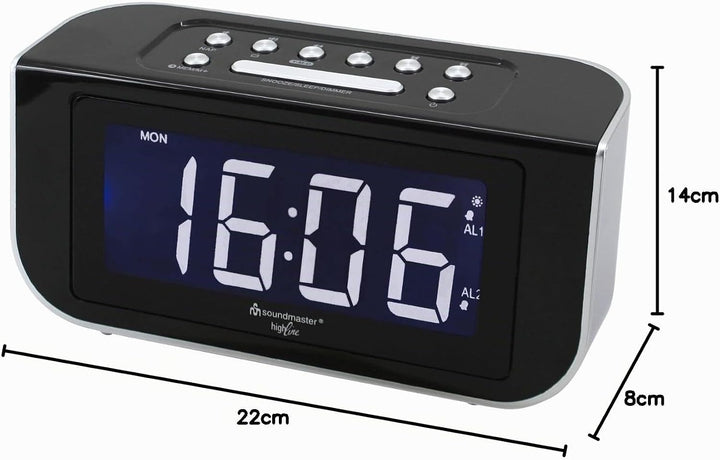 Soundmaster FUR4005 PLL UKW Funkwecker Radiowecker Wecker Dual-Alarm dimmbares Jumbo Display