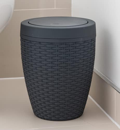 Addis, Rattan-Kunststoff, Plastik, anthrazit, Swing Bin Anthrazit Schwing-Mülleimer, Anthrazit Schwi
