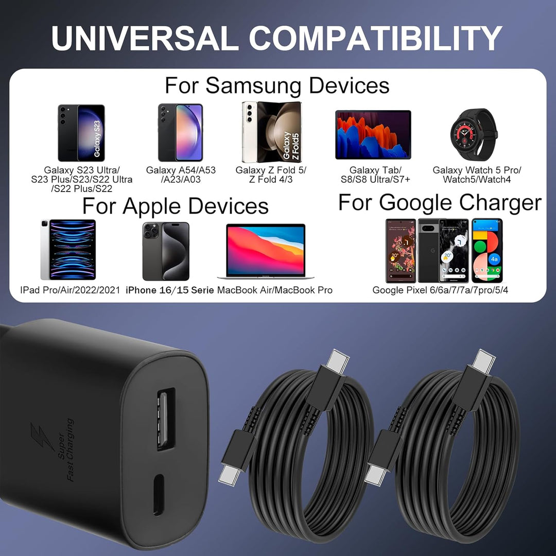 2er-Pack 25W USB C Ladegerät, Schnellladegerät Adapter Netzteil für Samsung Galaxy S25/S24/S23/S22/S