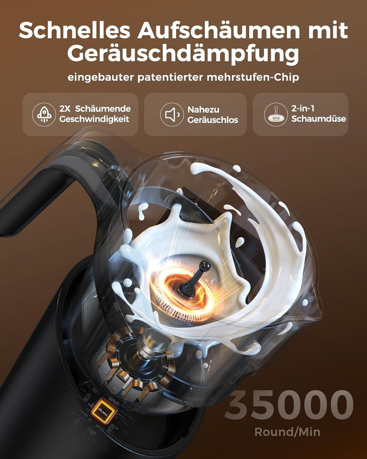 Haokoo Milchaufschäumer Elektrisch 8-in-1, 400ml Automatischer Milchschäumer für Heisse & Kalte Schä