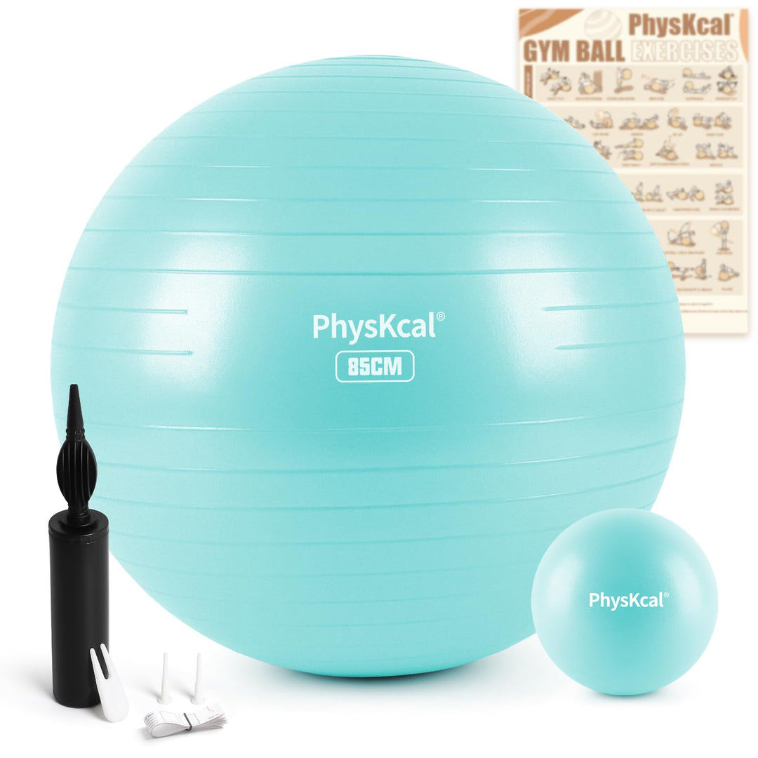 Gymnastikball und 23 cm Pilatesball Set, Anti Burst Gymnastikball, Anti-Rutsch-Sitzball, Balanceball