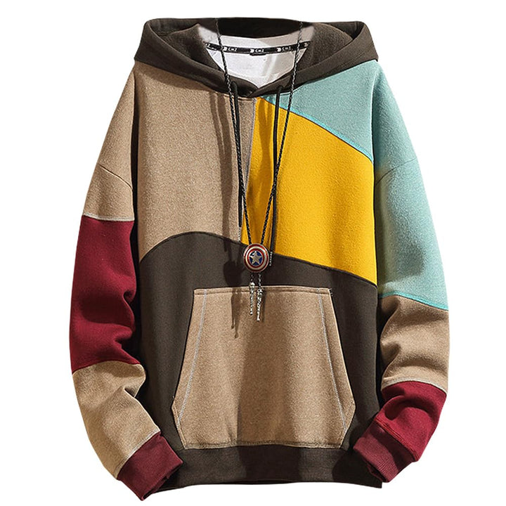 Hoodie Herren Kapuzenpullover Pullover，Herren Techwear Hip Hop Patchwork Unisex Streetwear Sweatshir