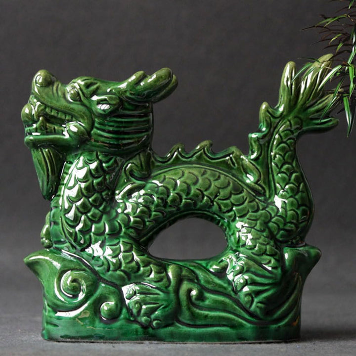 YARNOW Chinesische Tierkreiszeichen Figuren Drachen Figuren Feng Shui Statue Keramik Skulptur Drache