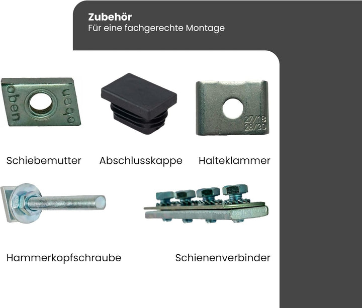 Dalsys Montageschiene 27/18, Schienenkonsole Silber 200cm, 1 Stück, Lochschiene, C-Profilschiene, U-