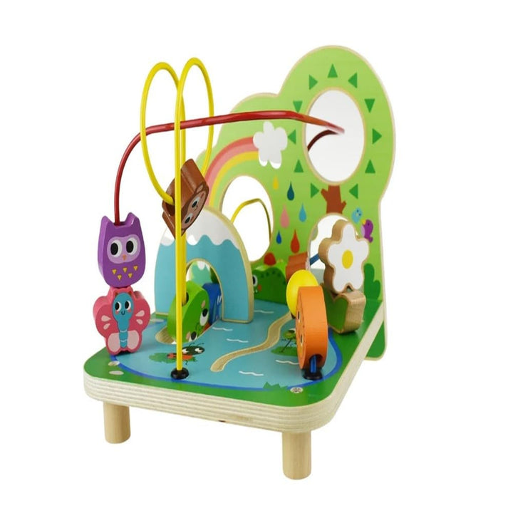 Tooky Toy Motorikschleife Wald FSC Holz: Perlenlabyrinth Spielzeug für Kinder, Montessori Lernspielz