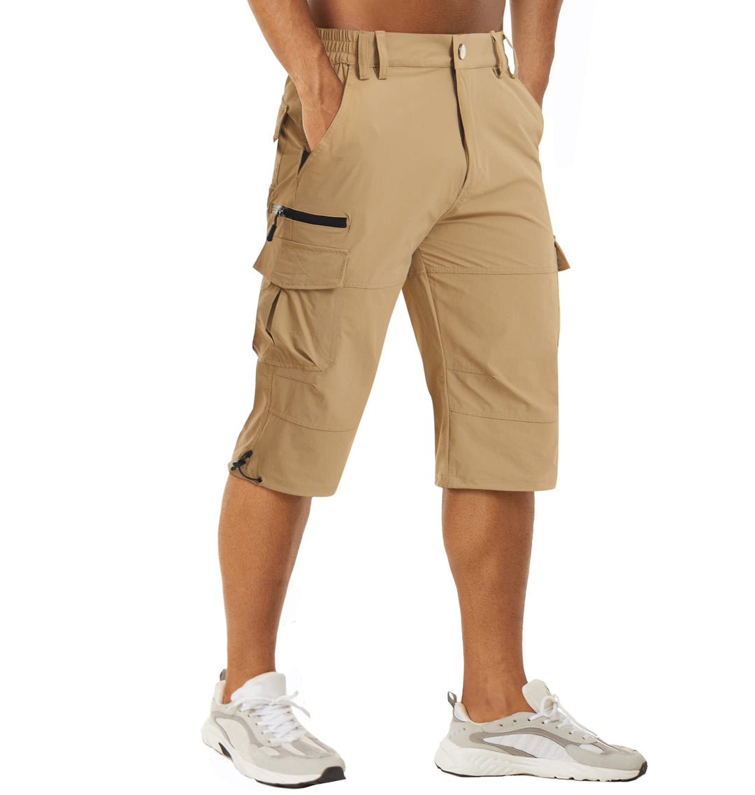 MAGCOMSEN Herren 3/4 Hose Schnelltrocknend Outdoor Shorts mit 7 Taschen Leicht Sommer Caprihose Atmu
