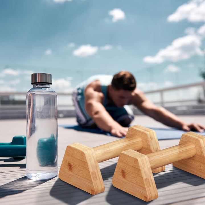 Relaxdays Parallettes, 2er Set, Liegestützgriffe Bambus, HBT: 10,5 x 14 x 23 cm, Calisthenics, Hands