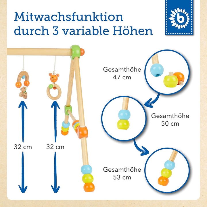 Bieco Spieltrapez höhenverstellbar | Spielbogen Baby Holz | Spielebogen Holz Baby | Spieltrapez Holz