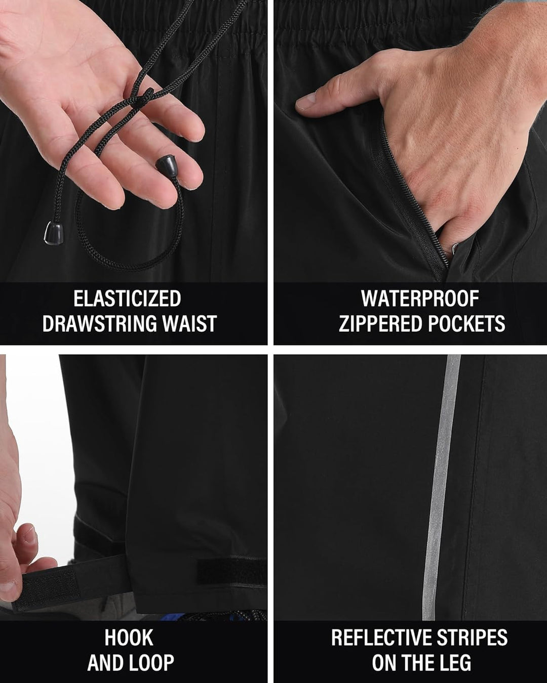 Coutyuyi Regenhose für Herren wasserdichte Winddichte Leichte Fahrrad Regenhose mit Reflektierende f