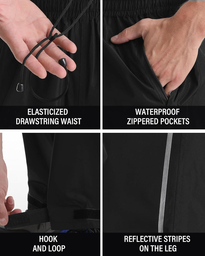 Coutyuyi Regenhose für Herren wasserdichte Winddichte Leichte Fahrrad Regenhose mit Reflektierende f