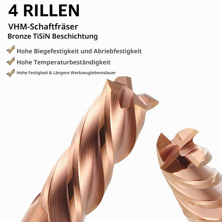 1.5mm CNC Fräser Schaftfräser Hartmetall 4 Schneiden, 5 Stücke TiSiN Coat Spiralfräser Bit VHM Bohra