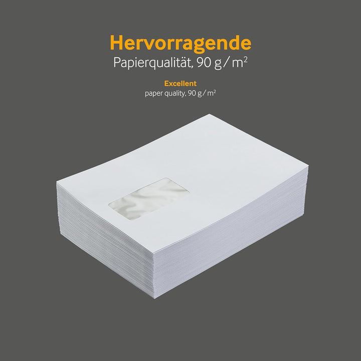 500 Stück, Versandtaschen, DIN B5, Haftklebung mit Abziehstreifen, Gerade Klappe, 90 g/qm Offset, Mi