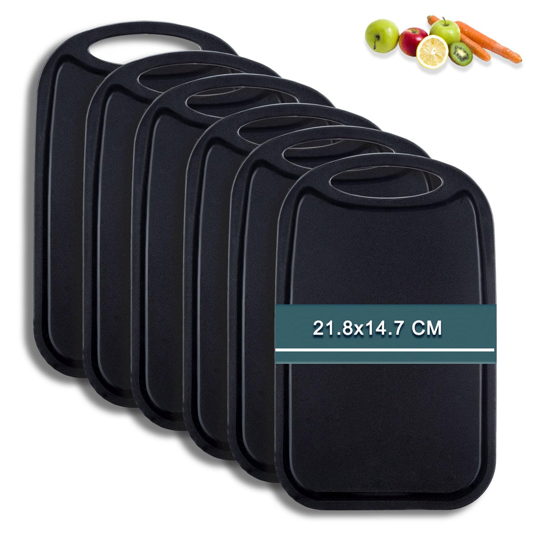 Frühstücksbrettchen 6er Set mit Saftrille，Hunnycook 22x15 cm Antibakteriell Schneidebrett Kunststoff