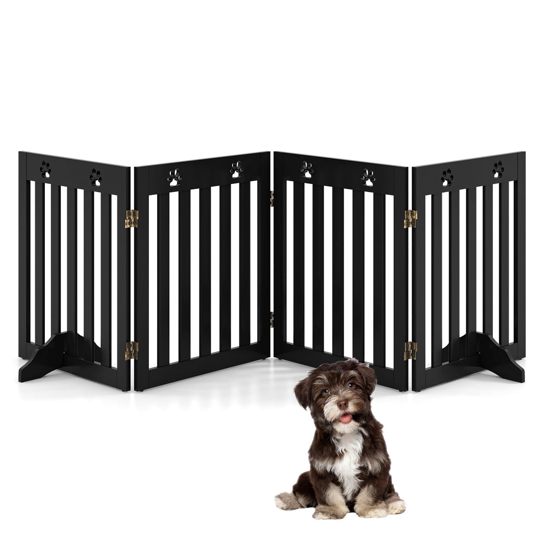 SOARS Absperrgitter Hund, 204x61cm Hundegitter Wohnung mit 2 Stützfüssen, Faltbares Schutzgitter, Tr