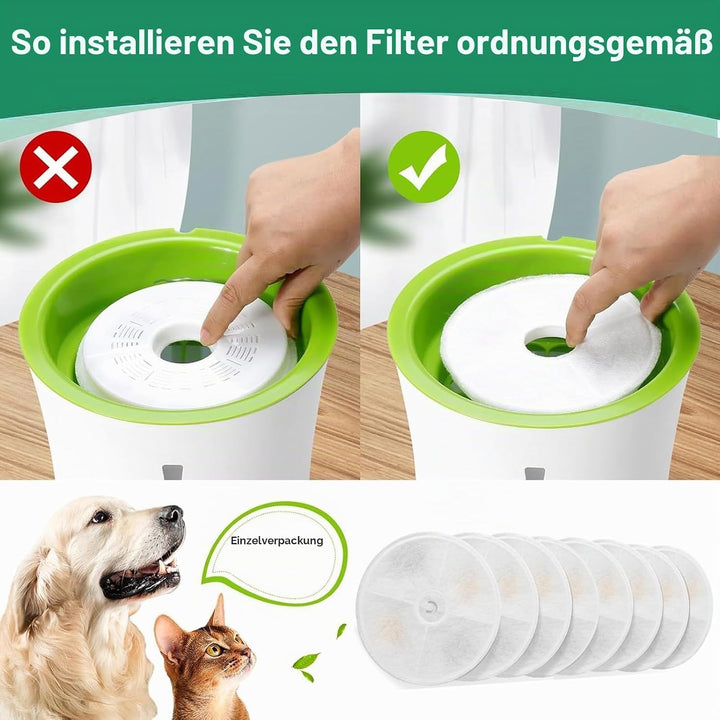 8 Stück Ersatzfilter für Trinkbrunnen, Katzenbrunnen Filter für 3L/100oz Katzenbrunnen ‎43742W ‎4374