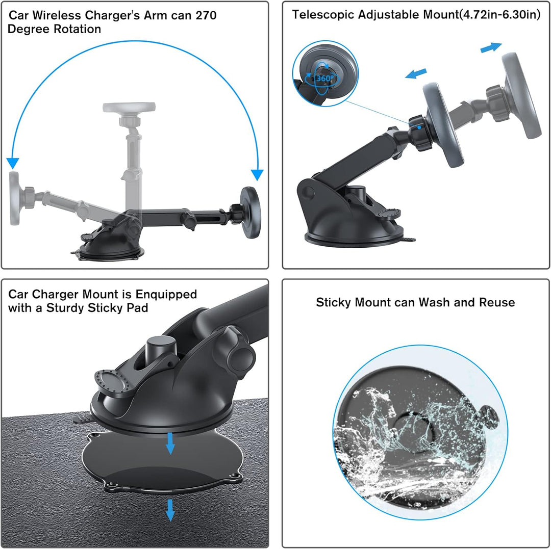 MAGJIEYX Auto Handyhalterung für MagSafe Autohalterung Ladegerät mit Ladefunktion KfZ Magnet Saugnap