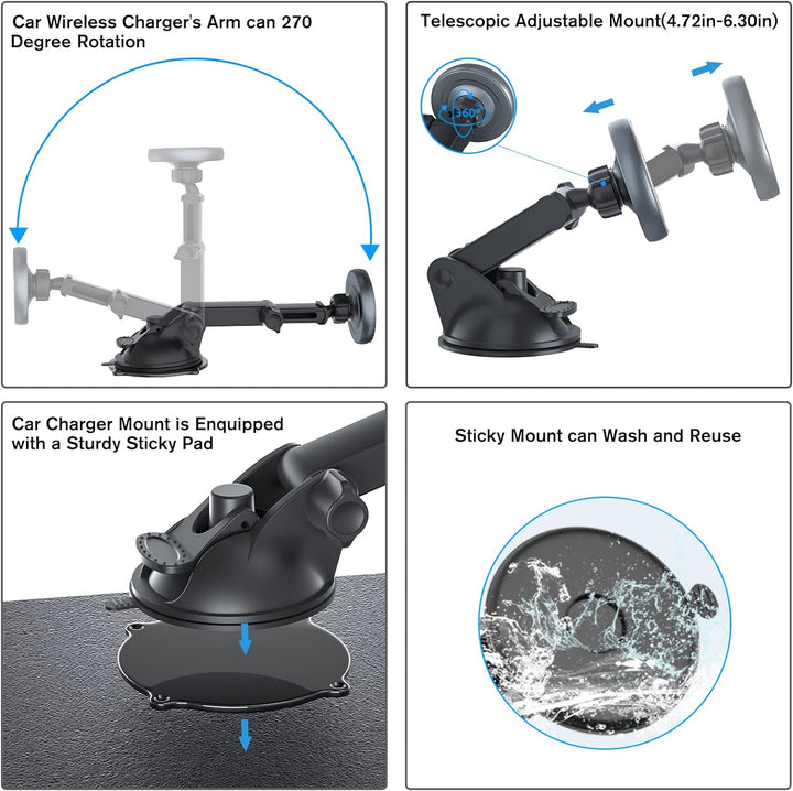 MAGJIEYX Auto Handyhalterung für MagSafe Autohalterung Ladegerät mit Ladefunktion KfZ Magnet Saugnap