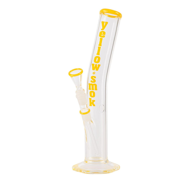 Weedness Glas Bong 18,8 mm Schliff Ø 55mm - 40 cm hoch Gelb - Schräge Bong Komplett Set Gross, Gelb
