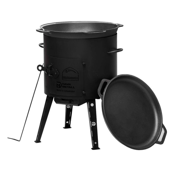 Ø40 Uchag 2mm stahl Utschak Utschag Campingofen 12L Gusseisen Kazan mit Gusseisen Deckel-Bratpfanne