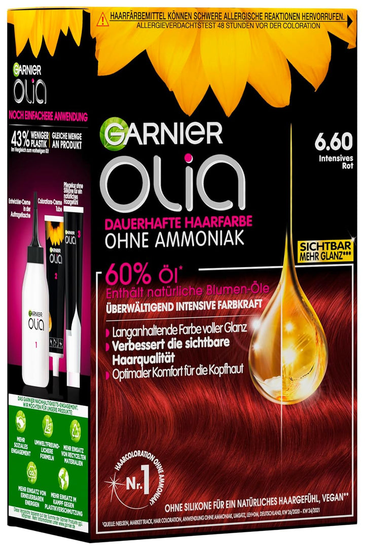 Garnier Olia Dauerhafte Haarfarbe ohne Ammoniak, Mit pflegenden und natürlichen Ölen, Vollständige G