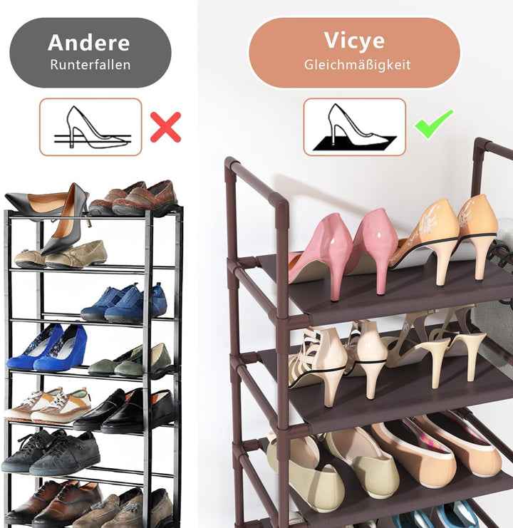 Schuhregal mit 10 Ebenen, Schuh-Organizer für 20-25 Paar Schuhe, offener Schuhschrank hoch, Schuhstä