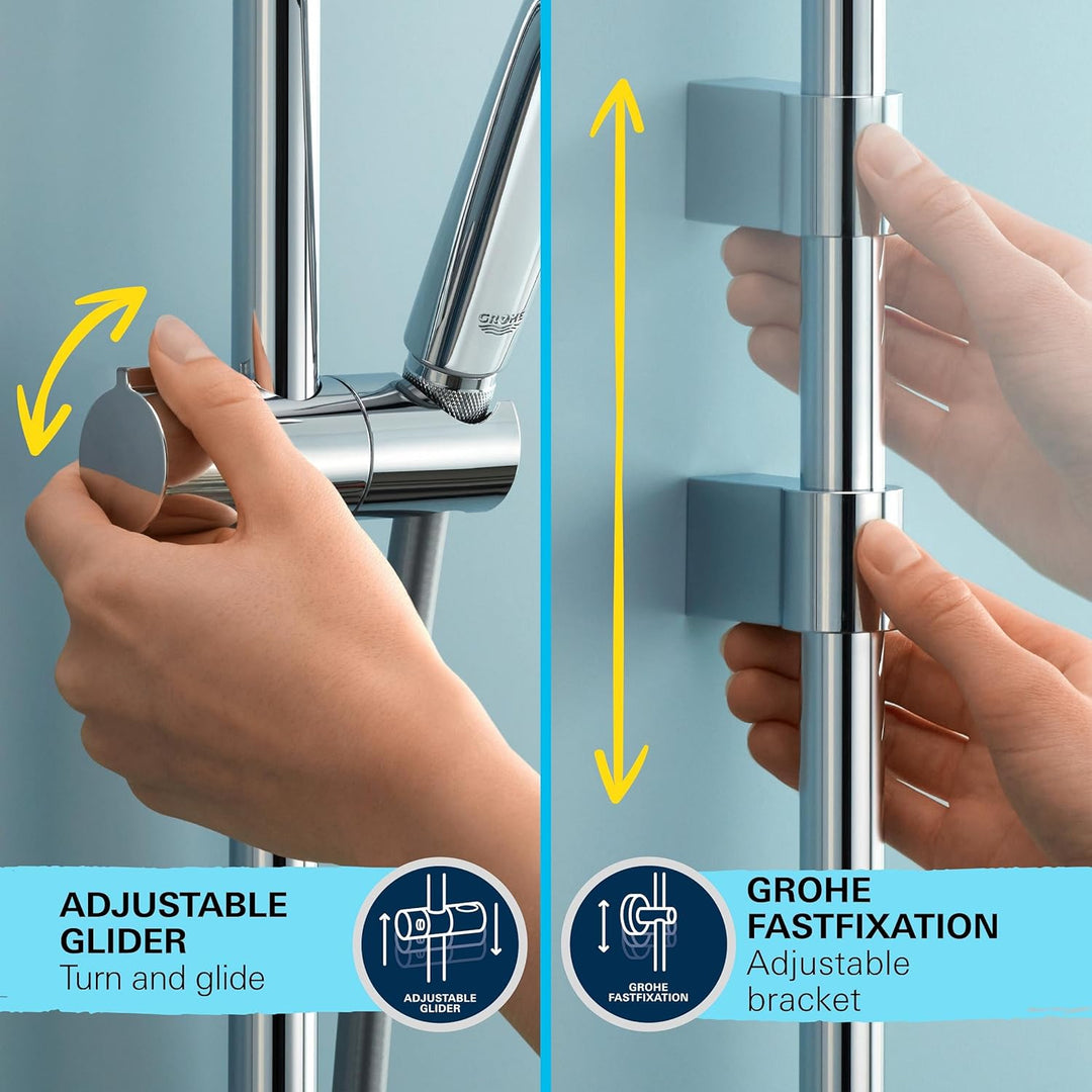 GROHE Vitalio 110, Duschset wassersparend, 8l pro Min (Brausestangenset mit: Duschkopf 2 Strahlarten