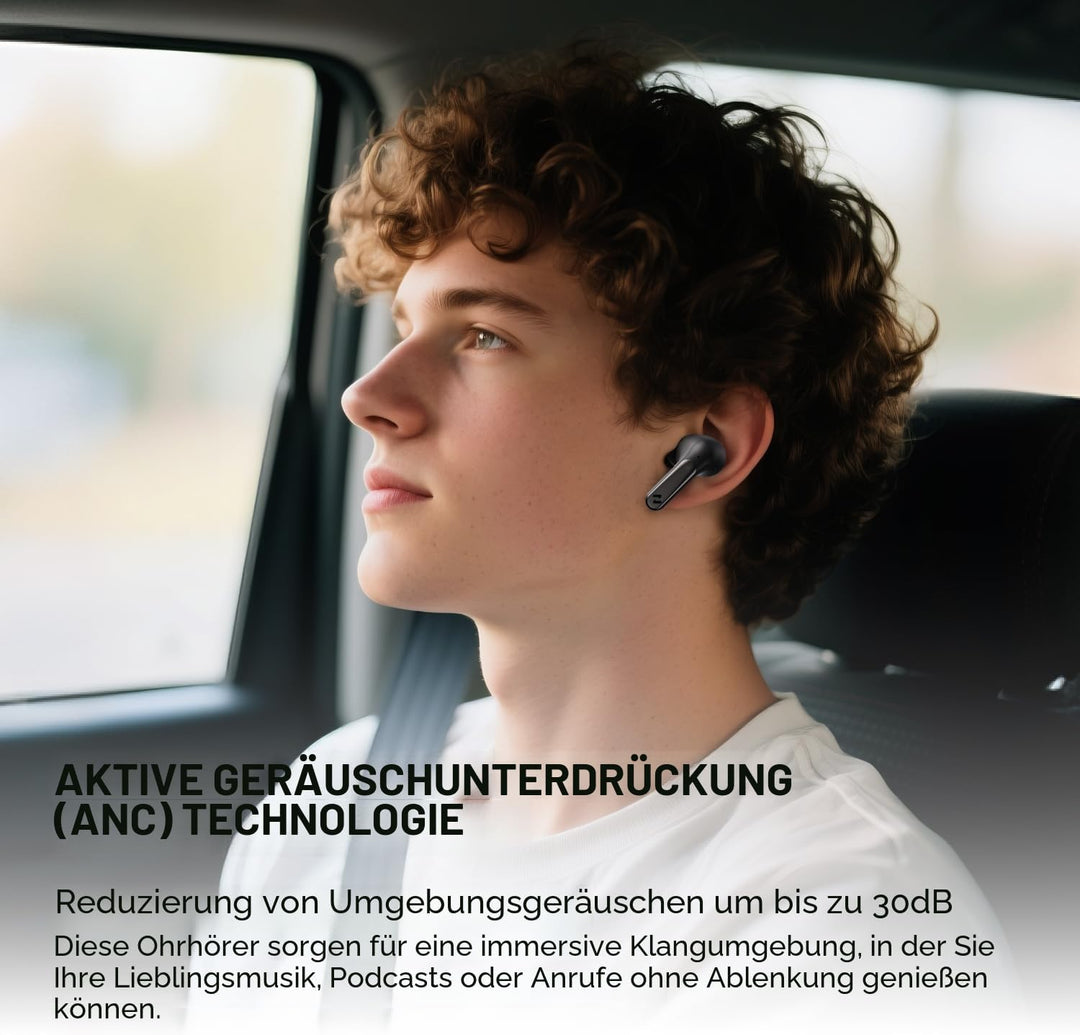 havit Active Noise Cancelling Wireless Earbuds, Bluetooth 13.7 cm Ear Headphones, 3D Bass Stereo Wir