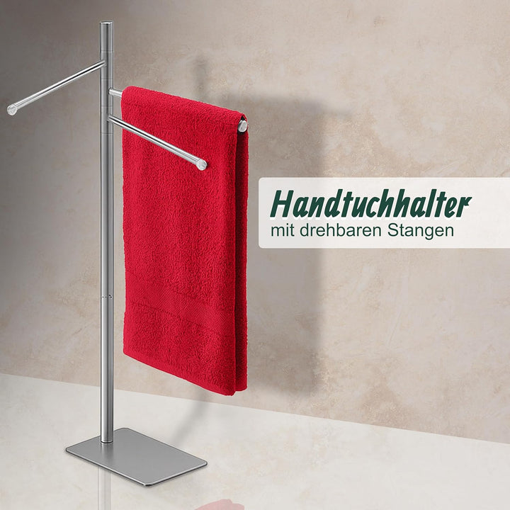 Relaxdays Handtuchständer, HxBxT: 83 x 33,5 x 14 cm, Edelstahl, 2 bewegliche Stangen, stehender Hand