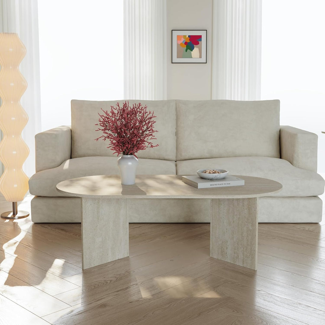 [en.casa] Couchtisch Kynd Wohnzimmertisch 119 x 60 x 40 cm Sofatisch Beistelltisch mit ovaler Tischp