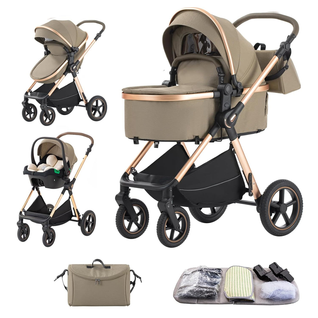 BEBBY Kinderwagen, Standard-Kinderwagen, Kinderwagen 3 in 1,Kinderwagen mit Faltbarem Tragbarem für