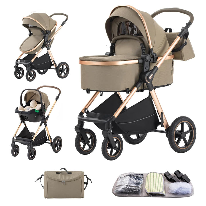 BEBBY Kinderwagen, Standard-Kinderwagen, Kinderwagen 3 in 1,Kinderwagen mit Faltbarem Tragbarem für