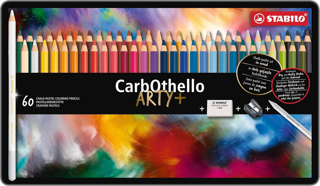 Pastellkreidestift - STABILO CarbOthello - ARTY+ - 60er Metalletui - mit 60 verschiedenen Farben 60e