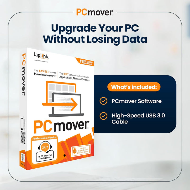 LAPLINK PCmover Professional 11 – Migration Software, für Dateien, Ordner & Programme, 5 Gbps Super