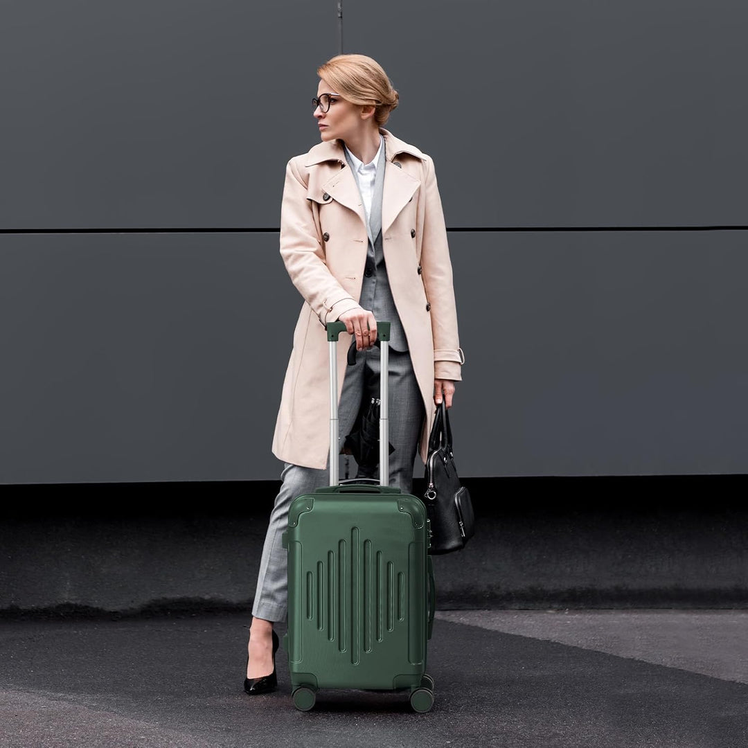 LALAHO Zwillingsrollen Reisekoffer Koffer Trolleys Hartschale M-L-XL-Set (Dunkelgrün, L, 65CM) Dunke