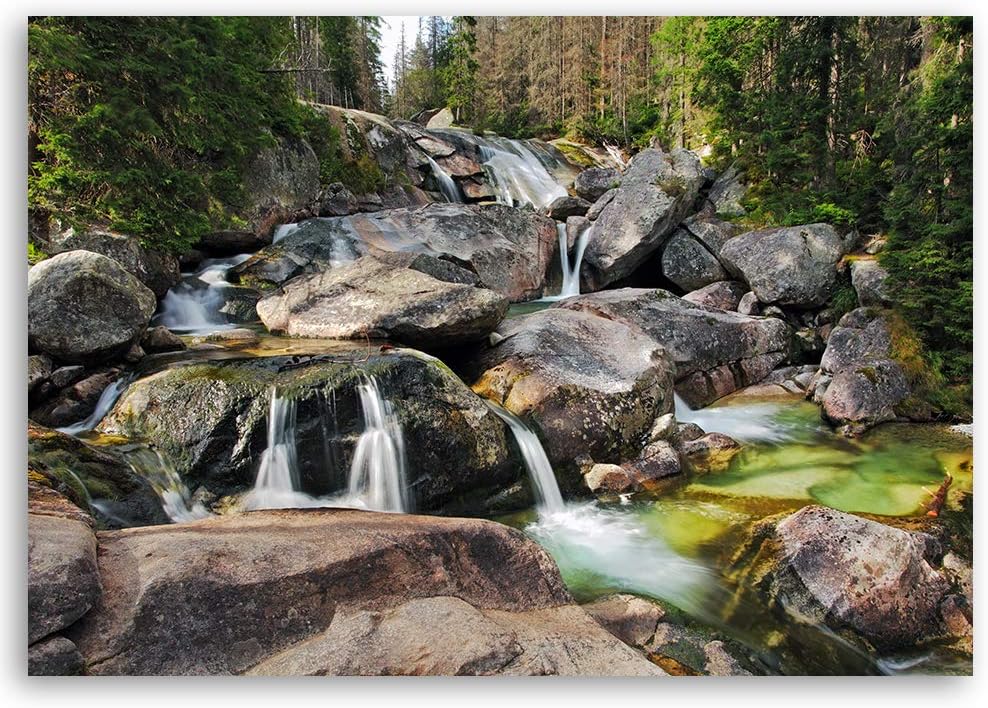 Feeby Wanddeko Bach Bild Kunstdruck modern Natur Braun 80x60 cm