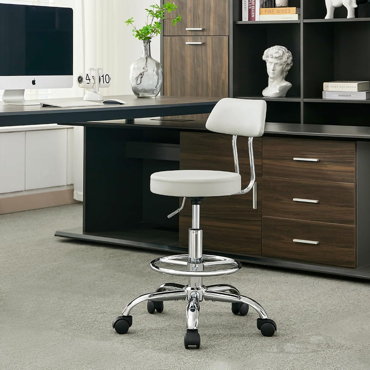 FIRAVOE Ergonomischer Büro-Zeichenstuhl, höhenverstellbarer Rollhocker mit Fussstütze 49,5–67,6 cm,