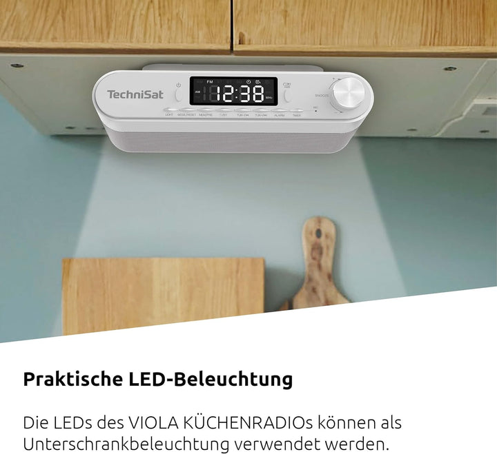 TechniSat Viola Küchenradio - Unterbau Radio mit UKW/FM, LED Display, Arbeitsleuchte, Timer, Bluetoo