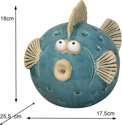 Wasserspeier Fisch blau gross für Miniteiche