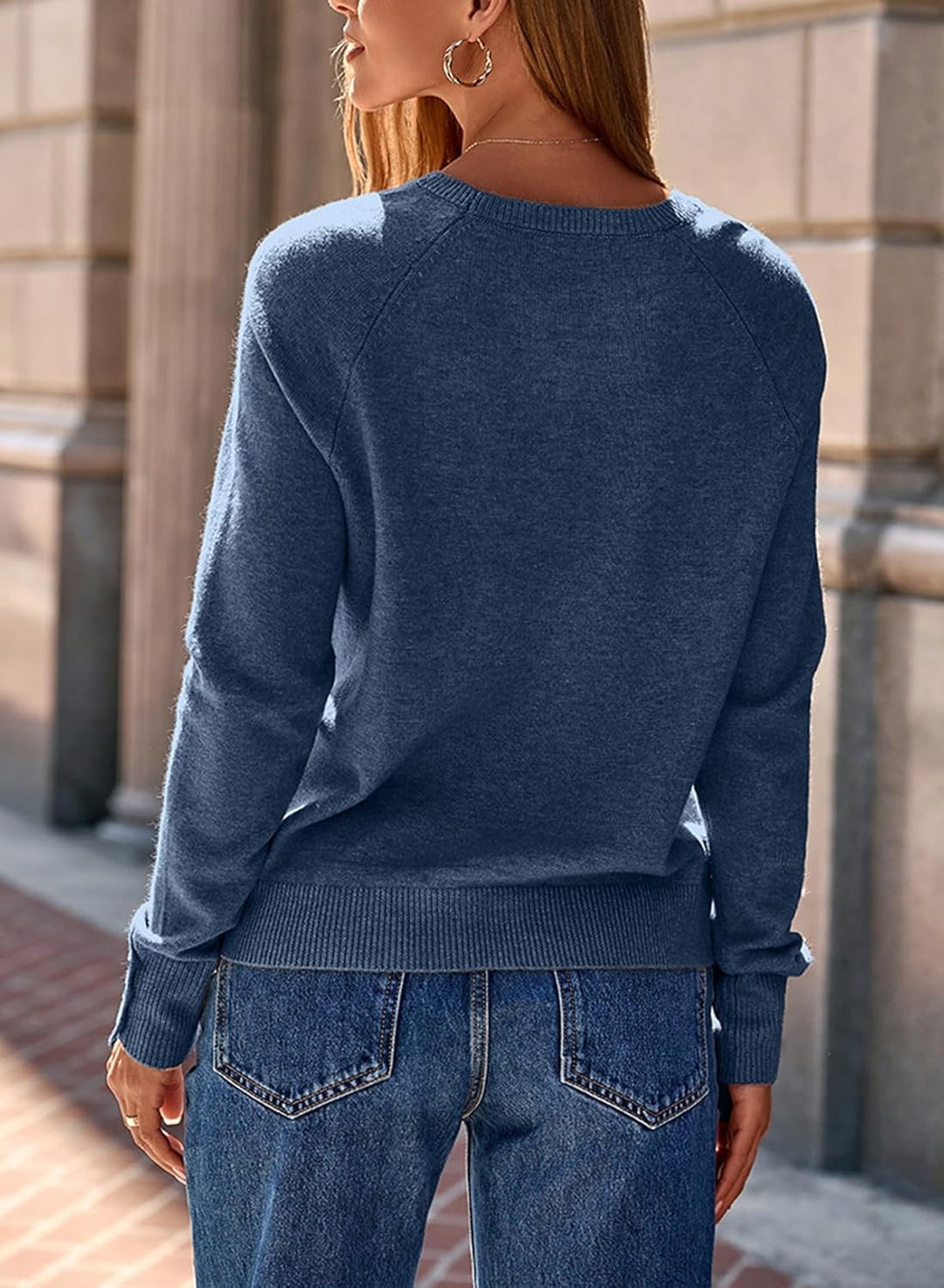 Dokotoo Pullover Damen Elegant Rundhals Strickpullover Oberteile Langarm Herbst Winter Warm Pulli To